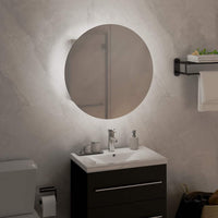 Armadio da Bagno con Specchio Rotondo e LED Bianco 40x40x17,5cm 345579