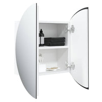 Armadio da Bagno con Specchio Rotondo e LED-Mobiletto a specchio Bianco 40x40x17,5cm
