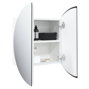 Armadio da Bagno con Specchio Rotondo e LED-Mobiletto a specchio Bianco 40x40x17,5cm