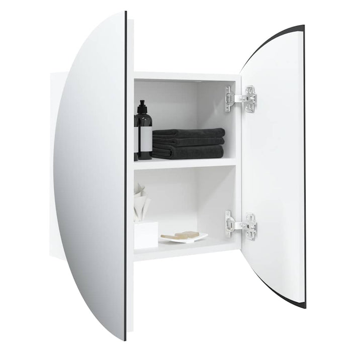Armadio da Bagno con Specchio Rotondo e LED-Mobiletto a specchio Bianco 40x40x17,5cm