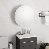 Armadio da Bagno con Specchio Rotondo e LED Bianco 40x40x17,5cm 345579