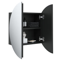 Armadio da Bagno con Specchio Rotondo e LED Nero 40x40x17,5cm 345580