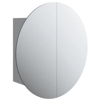 Armadio da Bagno con Specchio Rotondo e LED-Mobile bagno con specchio Grigio 40x40x17,5cm