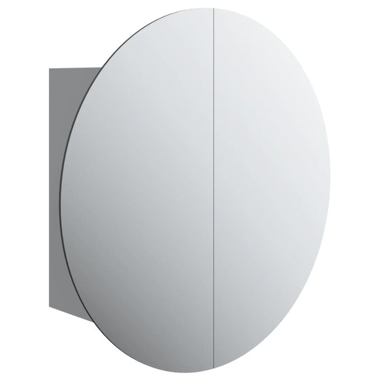 Mobile da bagno specchio rotondo e LED 40 x 40 x 17,5 cm grigio 02_0006559