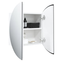 Armadio da Bagno con Specchio Rotondo e LED-Mobiletto a specchio Bianco 47x47x17,5cm