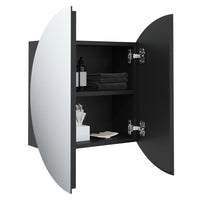 Armadio da Bagno con Specchio Rotondo e LED Nero 47x47x17,5 cm 345584