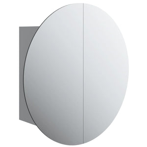 Armadio da Bagno con Specchio Rotondo e LED Grigio 47x47x17,5cmcod mxl 103272