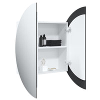 Armadio da Bagno con Specchio Rotondo e LED-Mobiletto a specchio Bianco 54x54x17,5cm