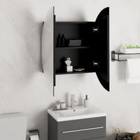 Armadio da Bagno con Specchio Rotondo e LED Nero 54x54x17,5 cm 345588