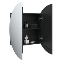 Armadio da Bagno con Specchio Rotondo e LED-Mobile bagno con specchio Nero 54x54x17,5 cm
