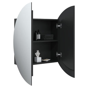 Armadio da Bagno con Specchio Rotondo e LED-Mobile bagno con specchio Nero 54x54x17,5 cm