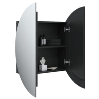 Armadio da Bagno con Specchio Rotondo e LED Nero 54x54x17,5 cm 345588