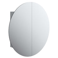 Armadio da Bagno con Specchio Rotondo e LED Grigio 54x54x17,5cm 345589