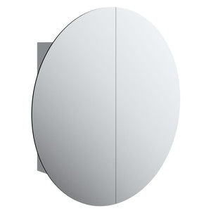 Armadio da Bagno con Specchio Rotondo e LED Grigio 54x54x17,5cm 345589