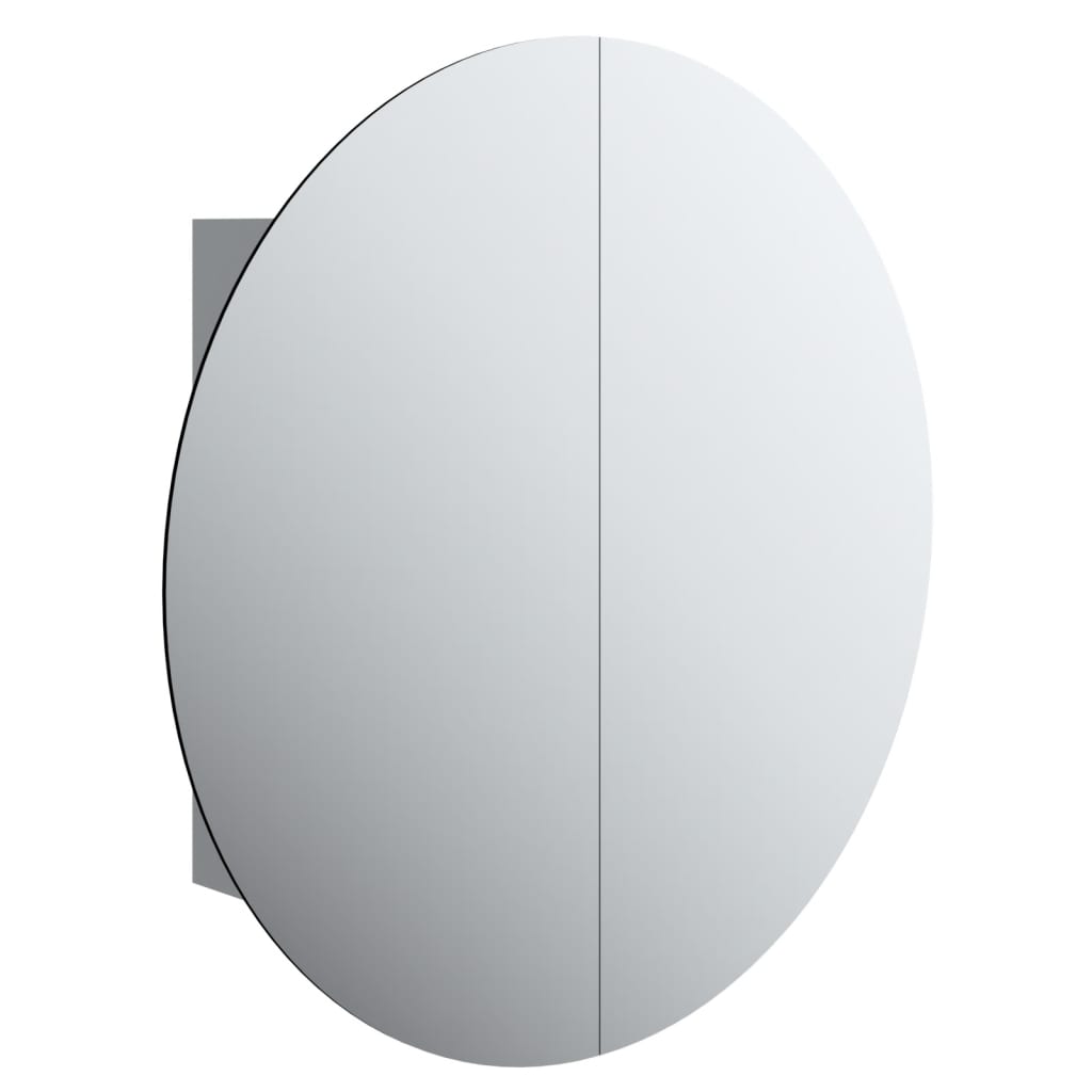 Armadio da Bagno con Specchio Rotondo e LED-Mobile bagno con specchio Grigio 54x54x17,5cm
