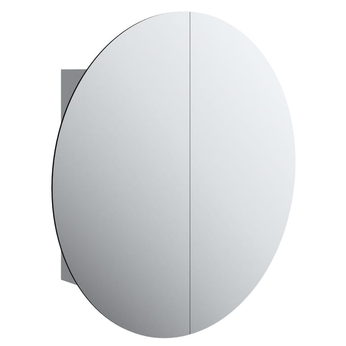 Armadio da Bagno con Specchio Rotondo e LED-Mobile bagno con specchio Grigio 54x54x17,5cm