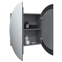 Armadio da Bagno con Specchio Rotondo e LED-Mobile bagno con specchio Grigio 54x54x17,5cm