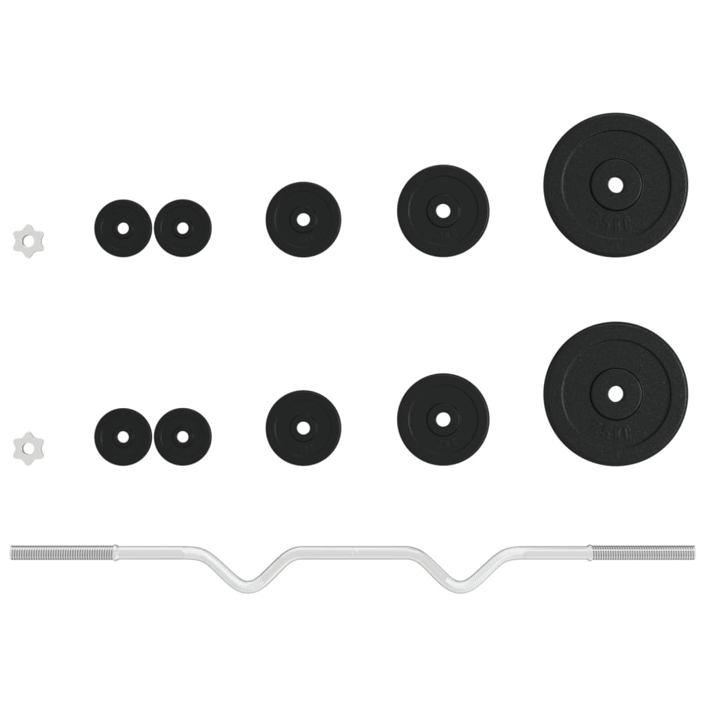 Set Bilanciere con Dischi 30 kg in Ghisa e Acciaio Cromato 93629