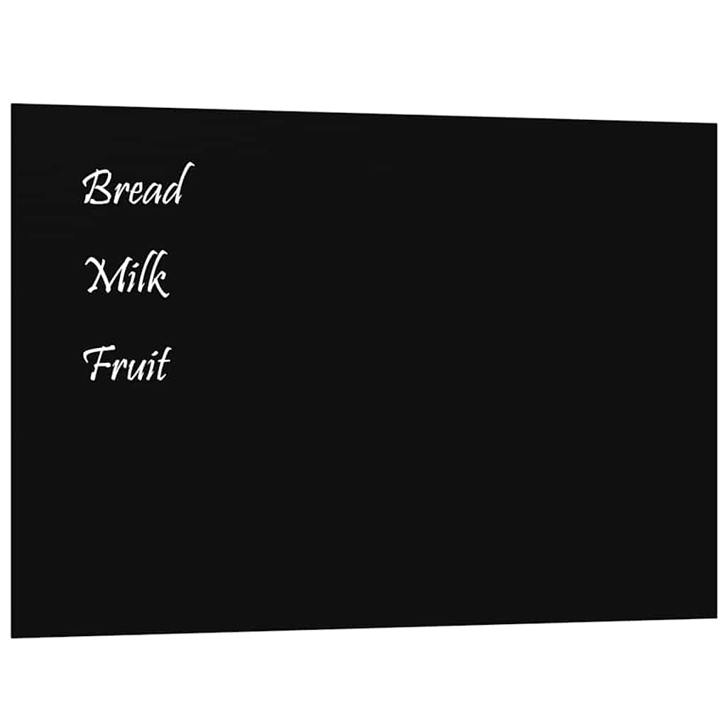 Lavagna Magnetica a Parete Nera 60x40 cm Vetro Temperato