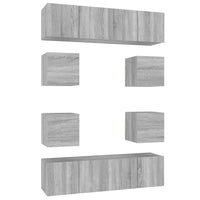 Set Mobili Porta TV 8pz Grigio Sonoma in Legno Multistrato 3120213