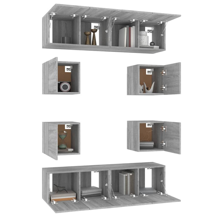 Set Mobili Porta TV 8pz Grigio Sonoma in Legno Multistrato 3120213