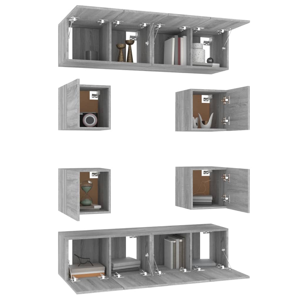 Set Mobili Porta TV 8pz Grigio Sonoma in Legno Multistrato cod mxl 26345