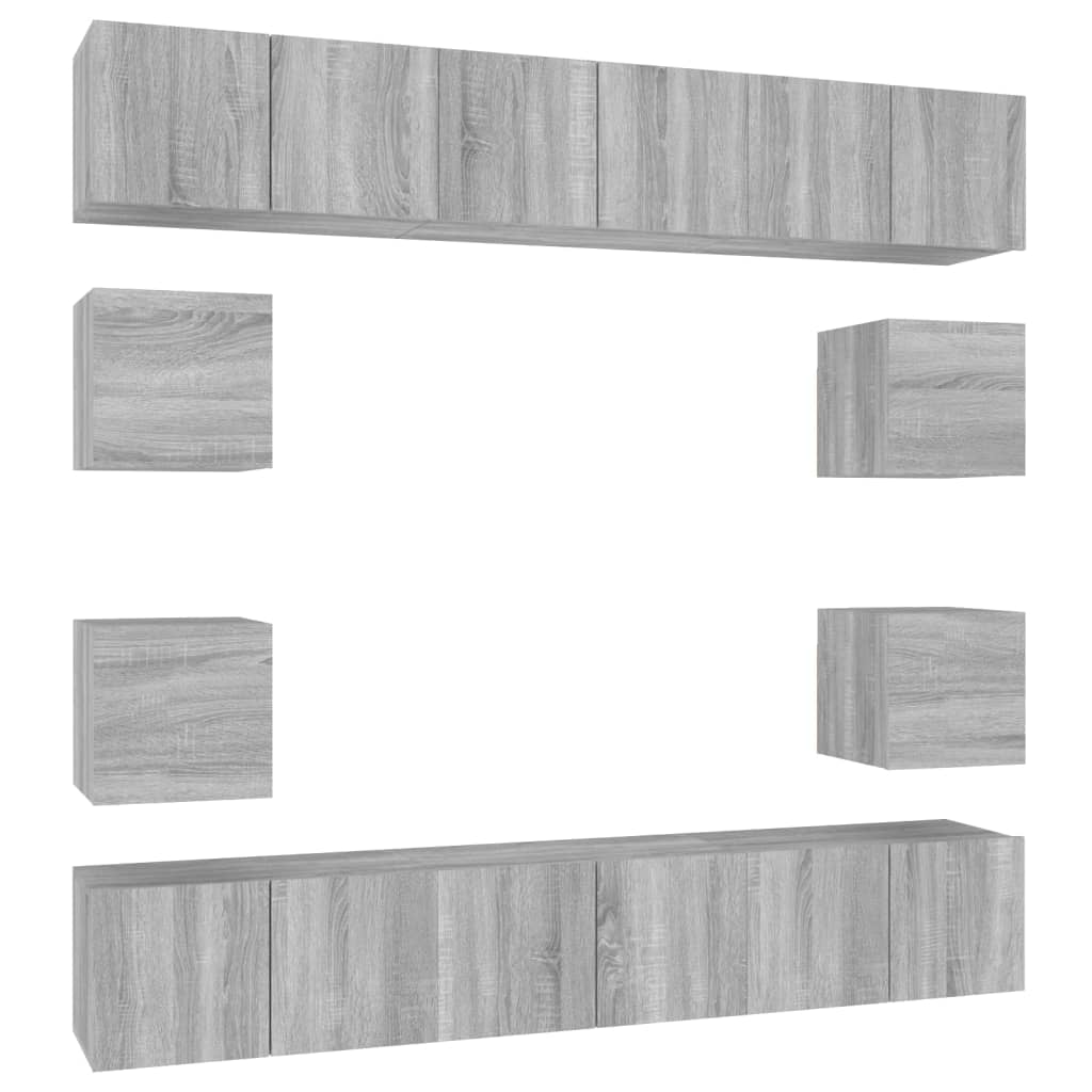 Set Mobili Porta TV 10 pz Grigio Sonoma in Legno Multistrato 3120216