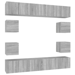 Set Mobili Porta TV 10 pz Grigio Sonoma in Legno Multistrato cod mxl 26362