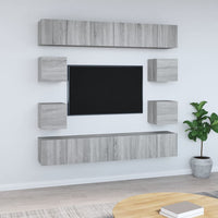 Set Mobili Porta TV 10 pz Grigio Sonoma in Legno Multistrato cod mxl 26362