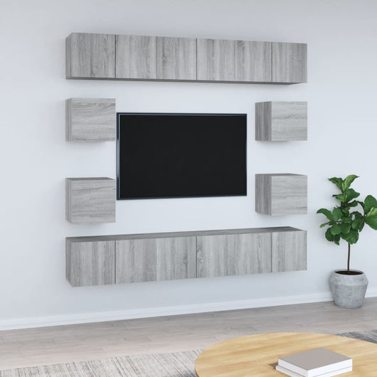 Set Mobili Porta TV 10 pz Grigio Sonoma in Legno Multistrato cod mxl 26362