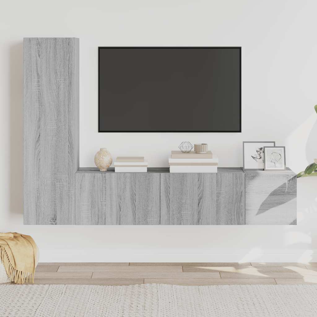 Set Mobili Porta TV 3 pz Grigio Sonoma in Legno Multistrato 3120228