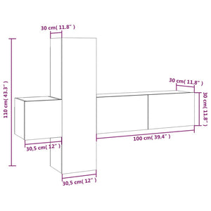 Set Mobili Porta TV 3 pz Rovere Marrone in Legno Multistrato 3120229