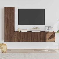 Set Mobili Porta TV 3 pz Rovere Marrone in Legno Multistrato 3120229