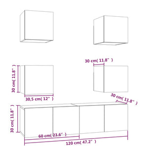 Set di Mobili Porta TV 6 pz Grigio Sonoma in Legno Multistrato cod mxl 16466