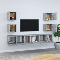 Set di Mobili Porta TV 7 pz Grigio Sonoma in Legno Multistrato cod mxl 26360