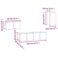 Set di Mobili Porta TV 4 pz Rovere Fumo in Legno Multistrato 3120260