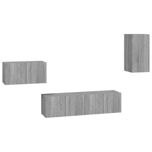 Set di Mobili Porta TV 4 pz Grigio Sonoma in Legno Multistrato 3120261