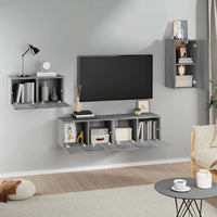 Set di Mobili Porta TV 4 pz Grigio Sonoma in Legno Multistrato 3120261