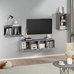 Set di Mobili Porta TV 4 pz Grigio Sonoma in Legno Multistrato 3120261