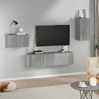 Set di Mobili Porta TV 4 pz Grigio Sonoma in Legno Multistrato 3120261