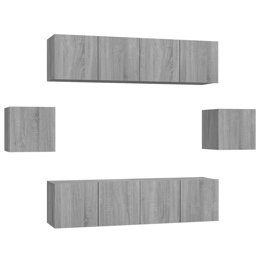 Set di Mobili Porta TV 6 pz Grigio Sonoma in Legno Multistrato 3120267