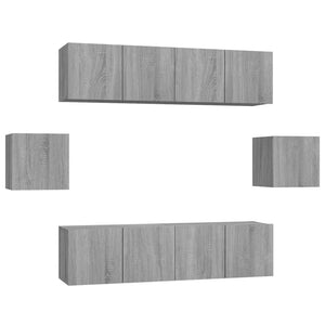 Set di Mobili Porta TV 6 pz Grigio Sonoma in Legno Multistrato 3120267