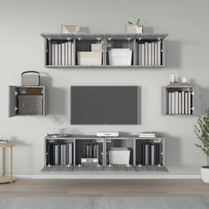 Set di Mobili Porta TV 6 pz Grigio Sonoma in Legno Multistrato 3120267