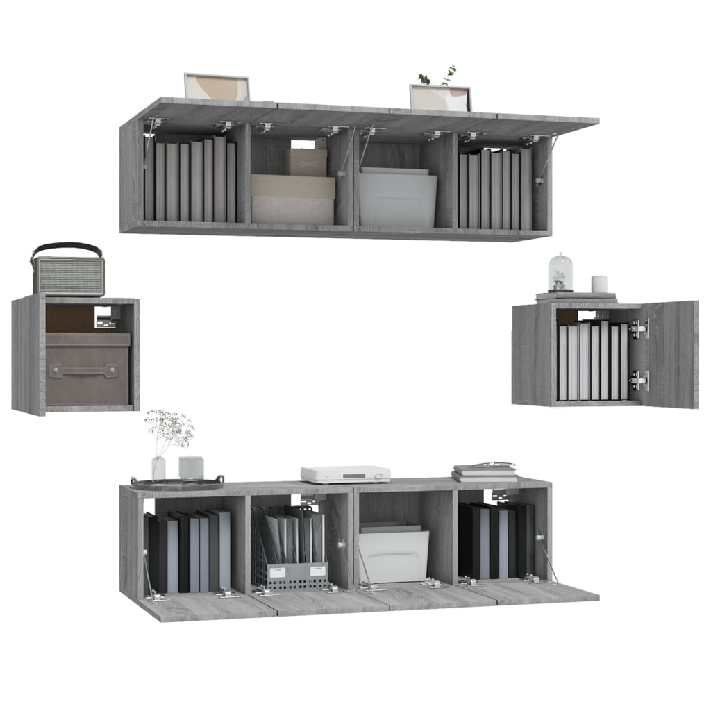 Set di Mobili Porta TV 6 pz Grigio Sonoma in Legno Multistrato 3120267