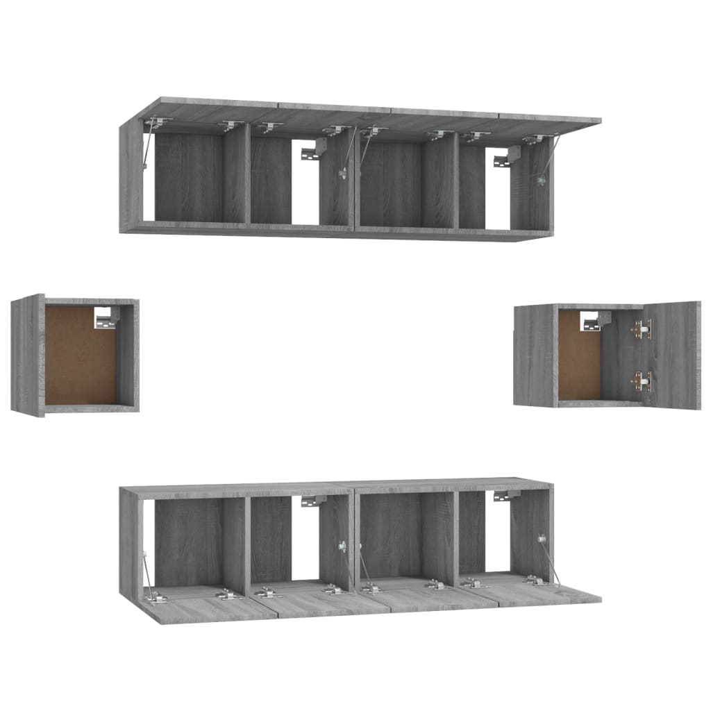 Set di Mobili Porta TV 6 pz Grigio Sonoma in Legno Multistrato 3120267