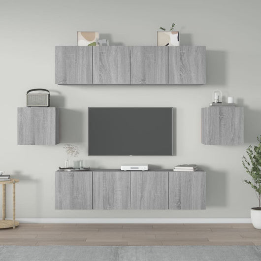 Set di Mobili Porta TV 6 pz Grigio Sonoma in Legno Multistrato 3120267