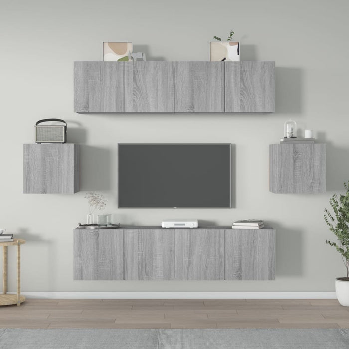 Set di Mobili Porta TV 6 pz Grigio Sonoma in Legno Multistrato 3120267