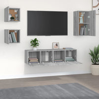 Set di Mobili Porta TV 5 pz Grigio Sonoma in Legno Multistrato cod mxl 26349