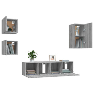 Set di Mobili Porta TV 5 pz Grigio Sonoma in Legno Multistrato cod mxl 26349