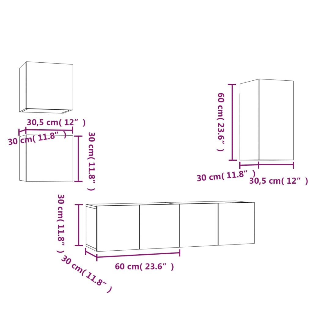 Set di Mobili Porta TV 5 pz Grigio Sonoma in Legno Multistrato cod mxl 26349